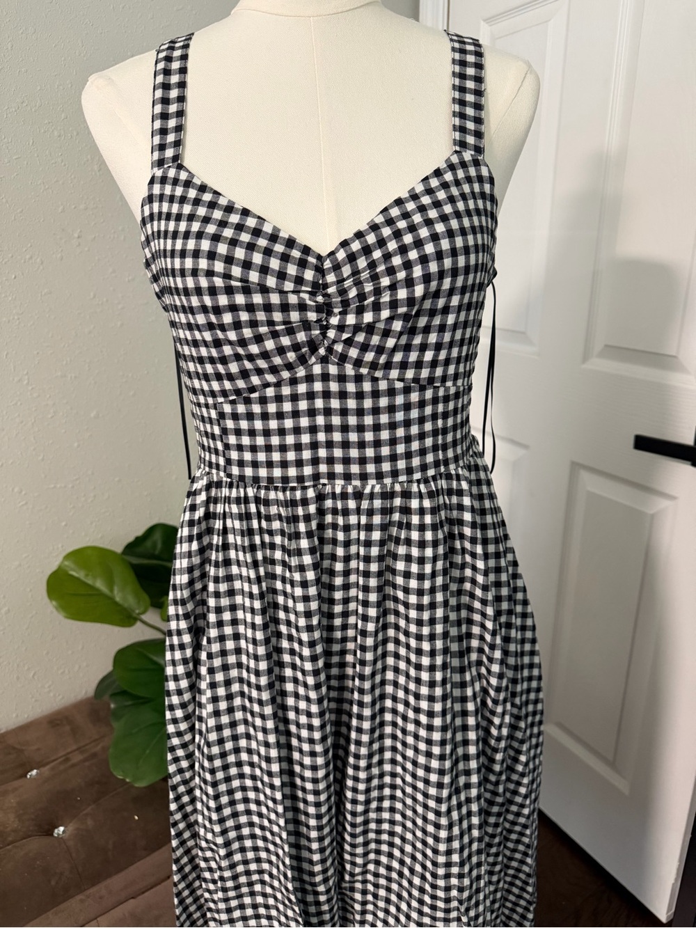 Market & Spruce Black and White Gingham Midi Dress